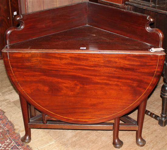 Mahogany drop-leaf triangular table